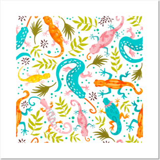 Lizard Party - colorful palette Posters and Art